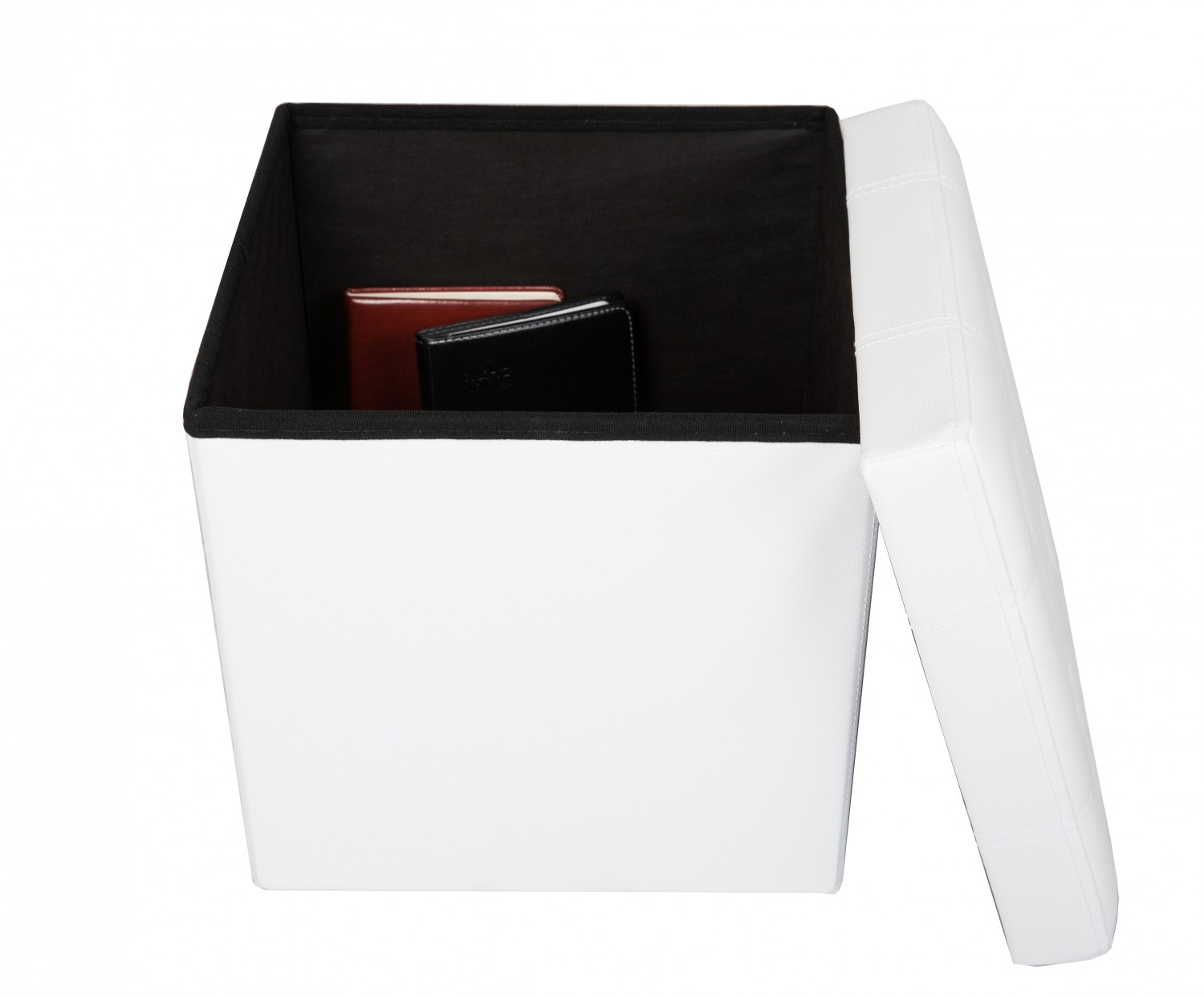Sitzwürfel Leder BEN 38 x 38 cm weiss