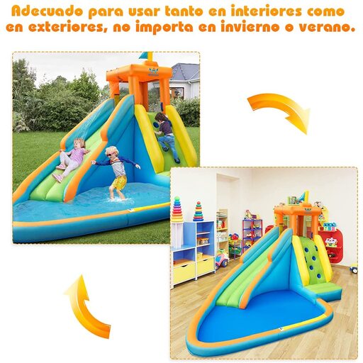 Castelo inflável Costway, casa inflável e compressor 400-450W para parque aquático