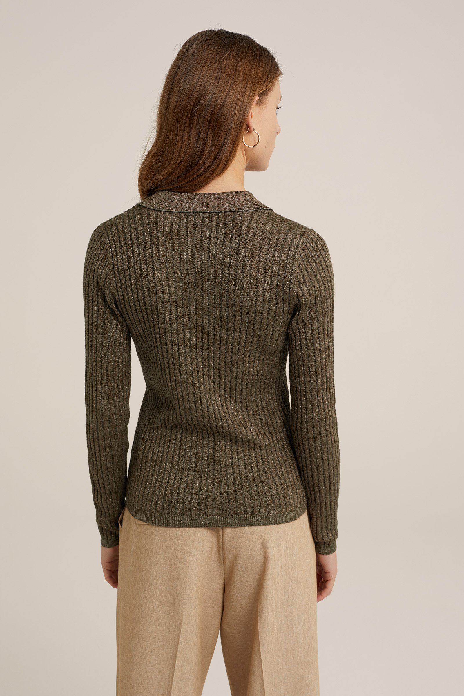 top met glittergaren WE Fashion Khaki