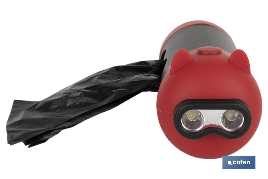 Dispensador de Sacos com Lanterna LED | Acessórios para Animais de Estimação | 20 Sacos para Fezes e Pilhas