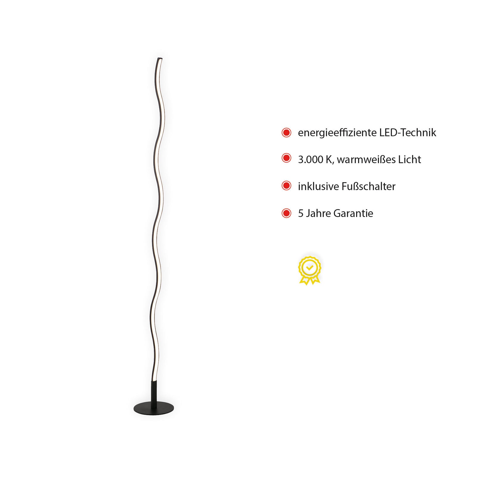 LED-Stehleuchte Wave 120x14 cm schwarz