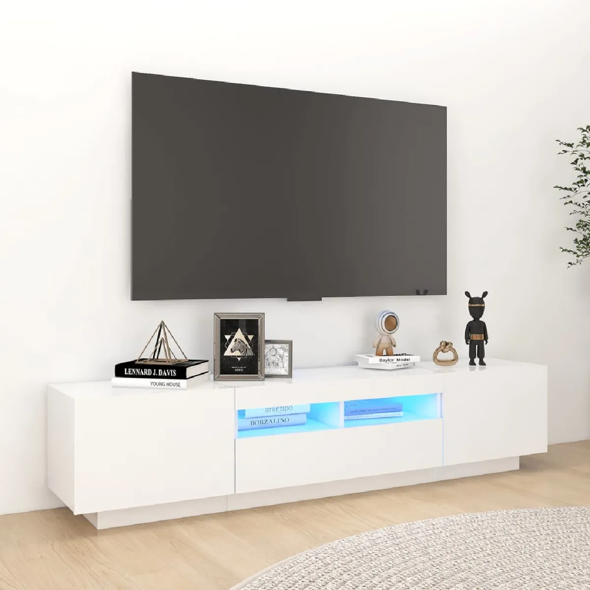 VIDAXL Meuble TV LED Blanc - 180 cm
