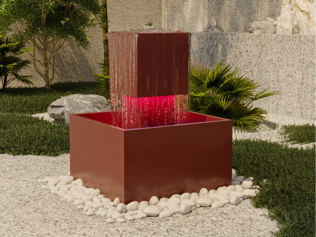 Fontaine d'extérieur en acier inoxydable avec LED - H.65 cm - Terracotta - CARDINA