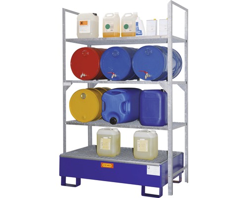 Cemo 540 vatenrek met vatendragers en stalen lekbak 200x132x80 cm, draagvermogen 600 kg