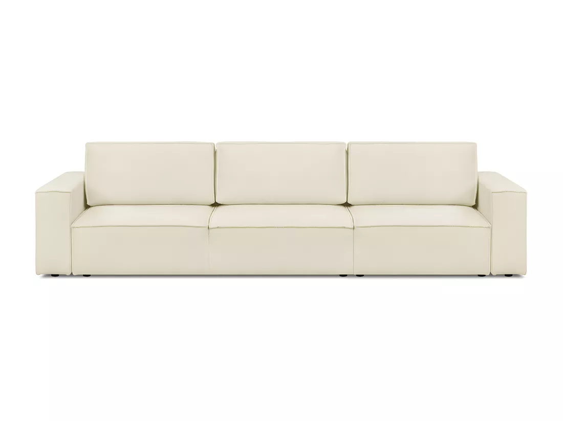 Canapé modulable convertible 5 places avec coffre de rangement en tissu bouclé écru - Harper Mod