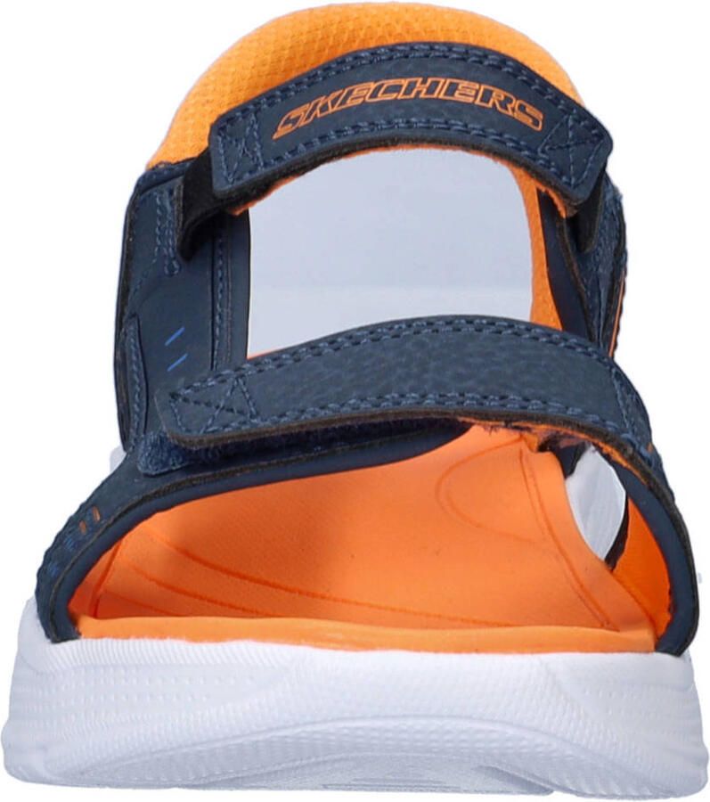 Skechers Hands Free Slip-ins: Microspec-Splash Hydro Ease imitatieleren sandalen donkerblauw oranje
