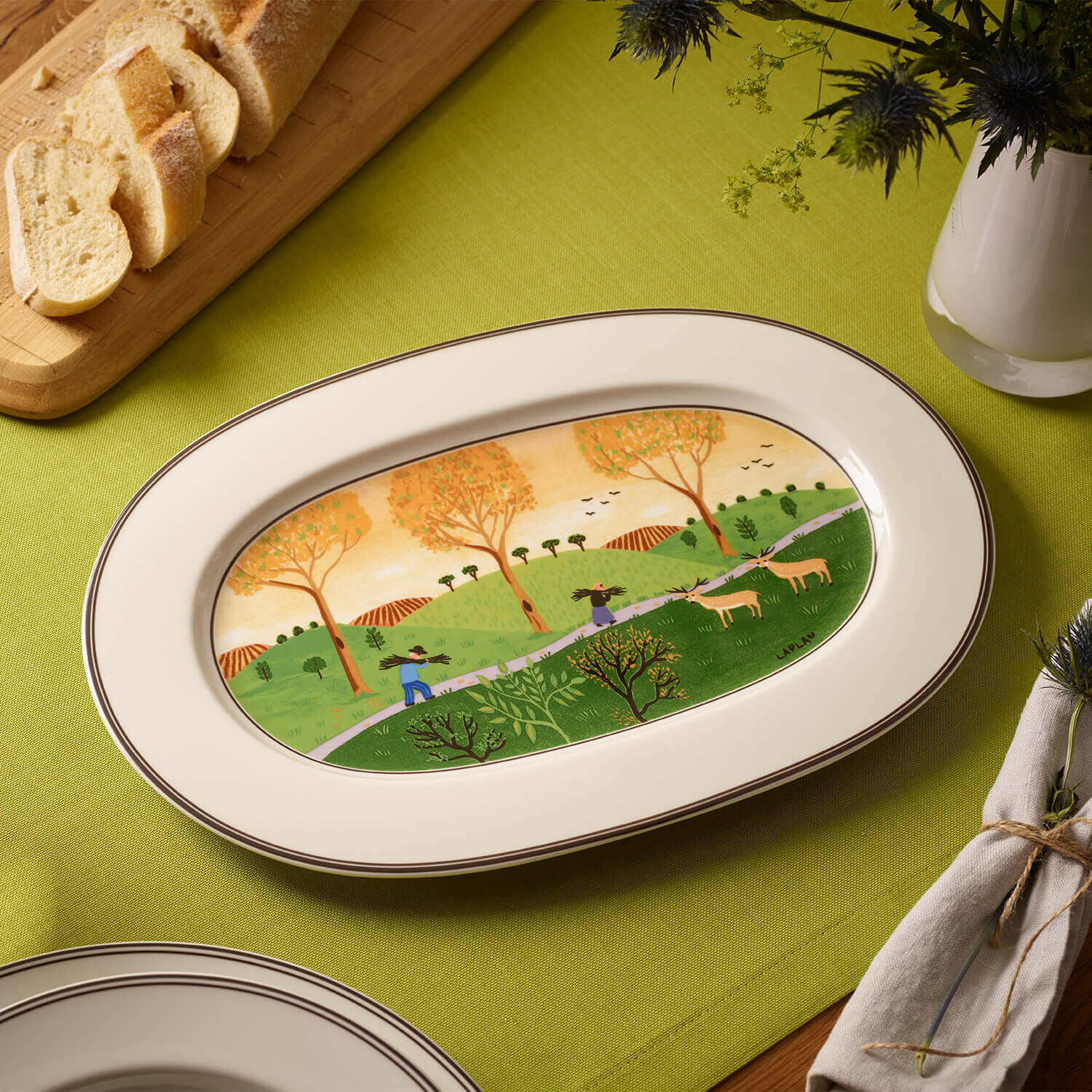 Design Naif Serving tray Multi-colored, 13.5'' x 5.4'', Premium Porcelain