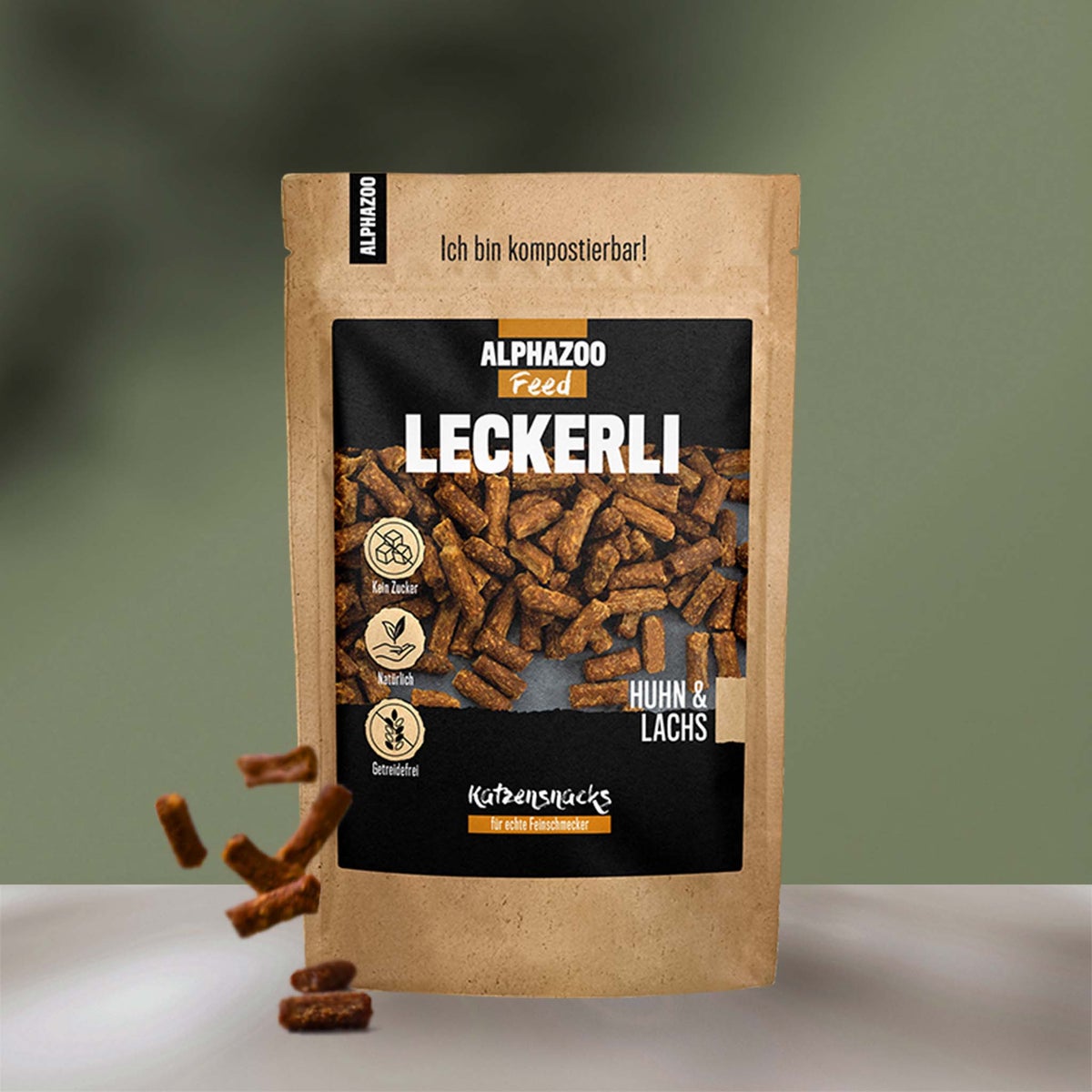 ALPHAZOO Kip en Zalm Snacks 200g voor Katten | Gourmet Katten Snacks | Graanvrij