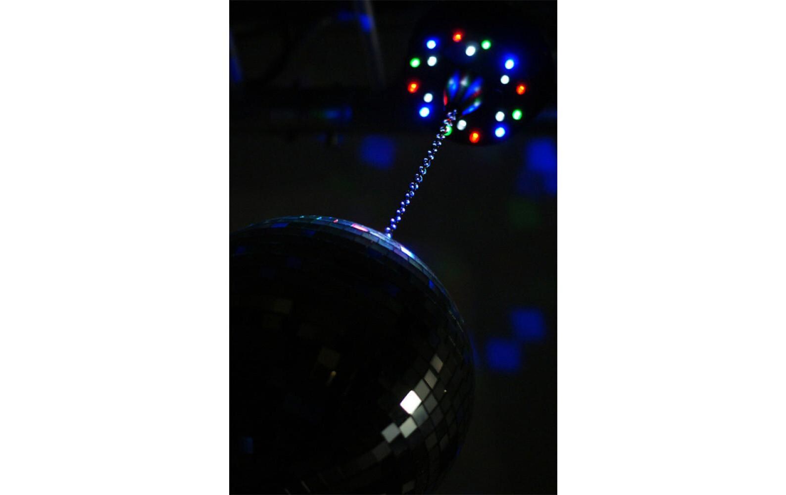 Spiegelkugelmotor mit 18 LEDSpiegelkugelmotor mit 18 farbigen LEDs