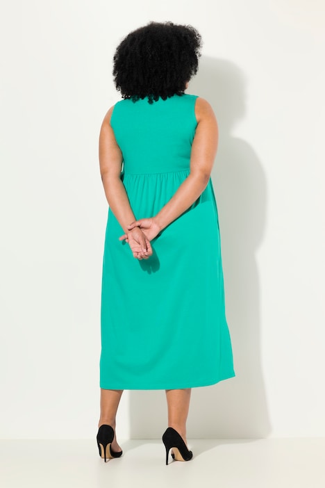 Jerseykleid, A-Linie, Tunika-Ausschnitt, ärmellos