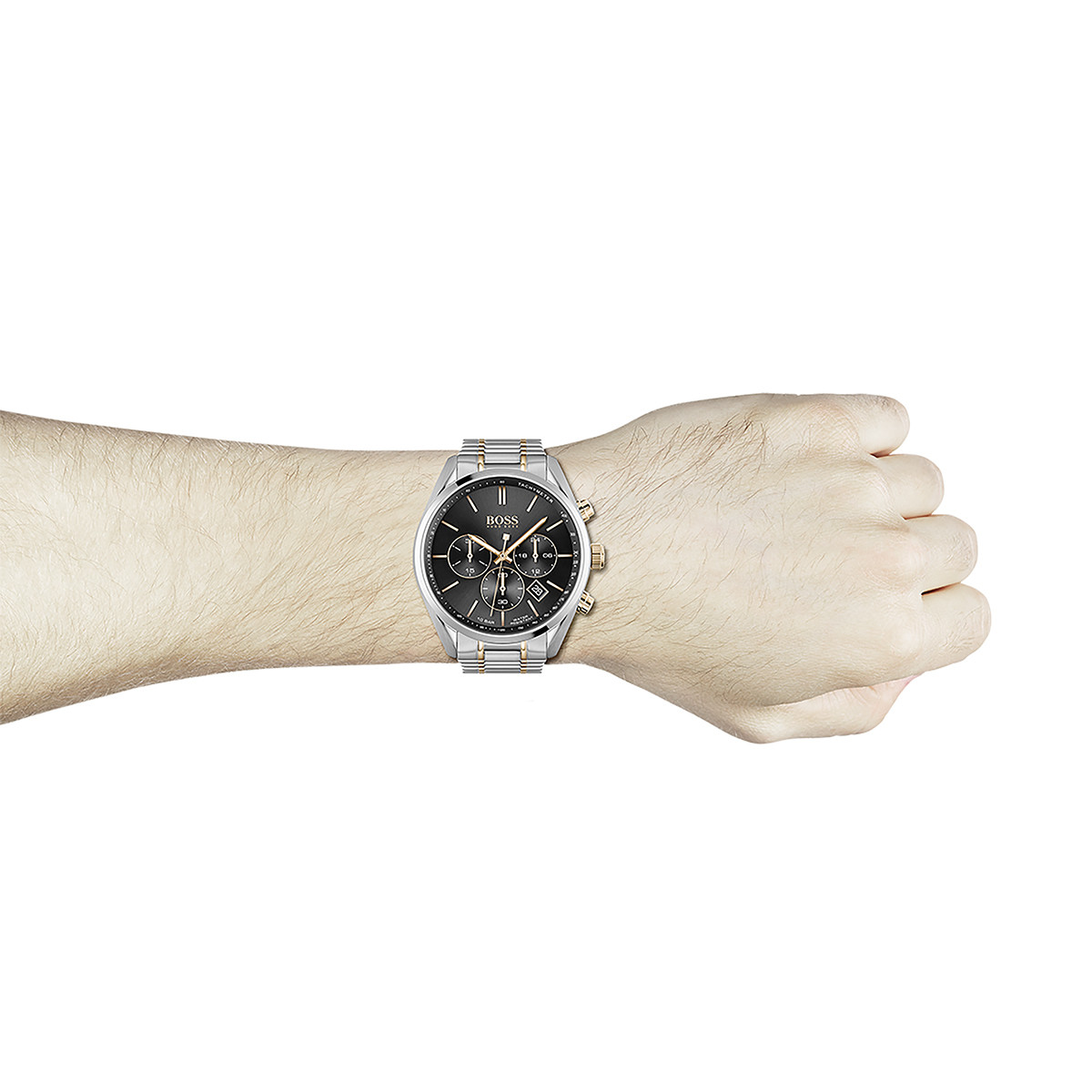 Montre Boss homme bracelet acier bicolore rose