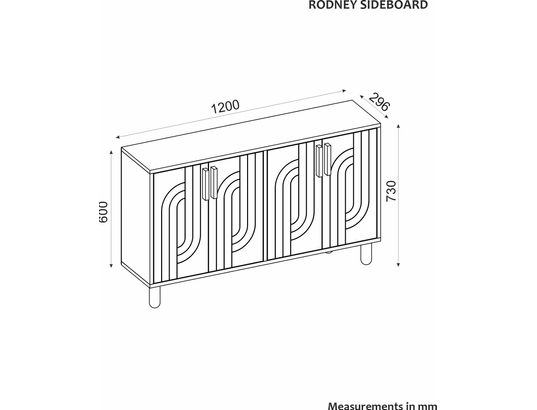 CONCEPT1 - Bahut Rodney blanc 120 x 29,6 x 73,6cm