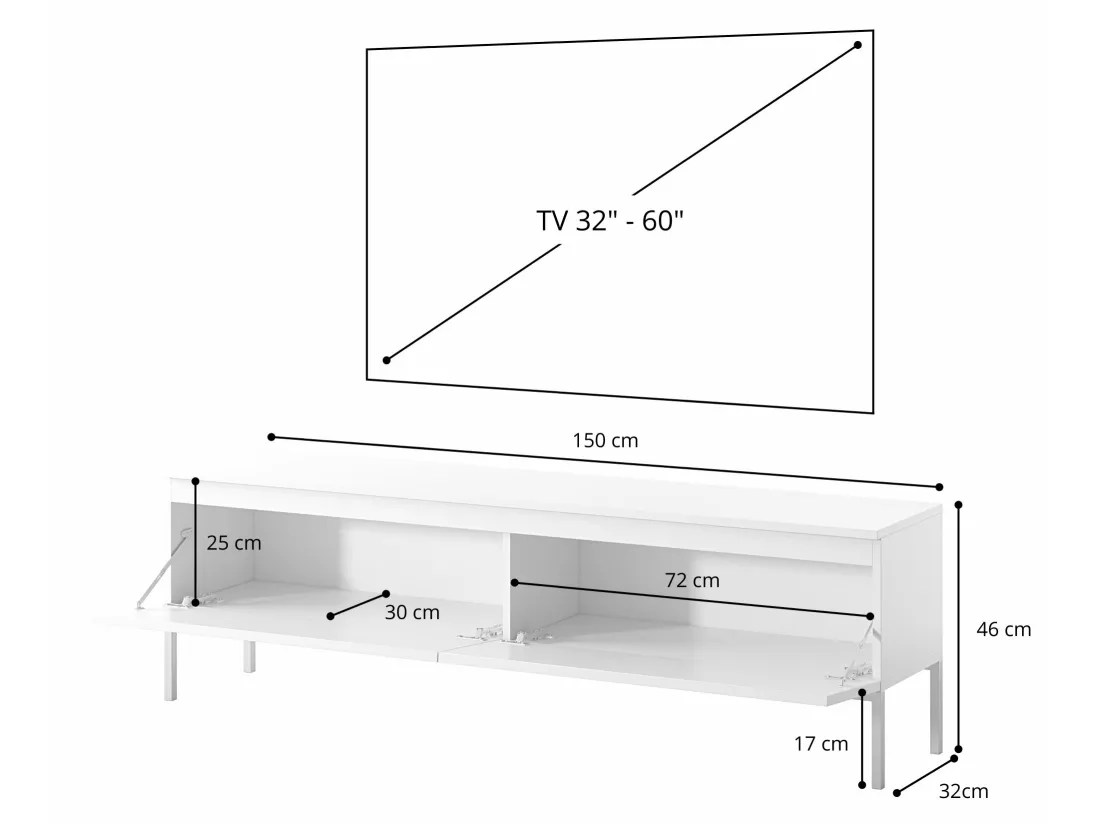 Meuble TV - 150 cm - Rouge brique - Bemmi