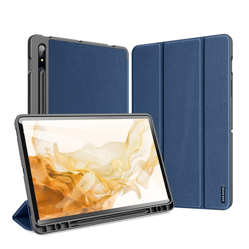 Samsung Galaxy Tab S8 / Tab S7 Tasche Smart Cover Hülle Stoff Design mit S-Pen Halterung - Blau