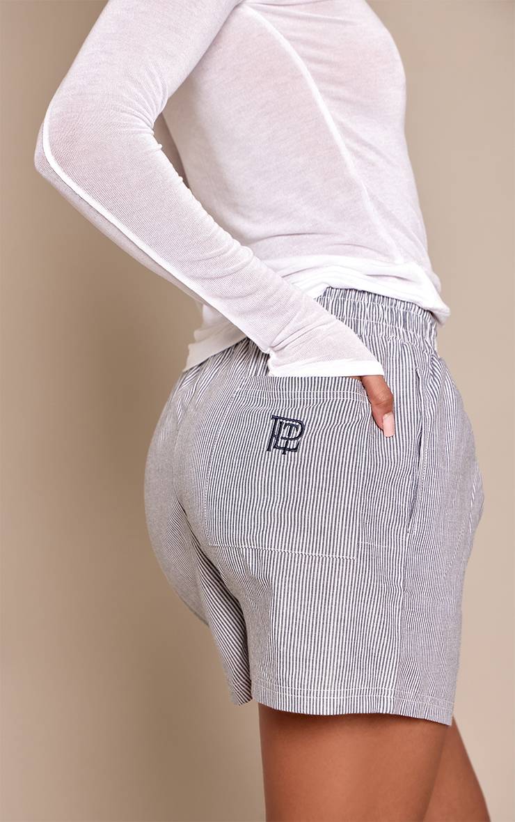 Bleu Short Boxer Rayé Tissé Bleu Marine