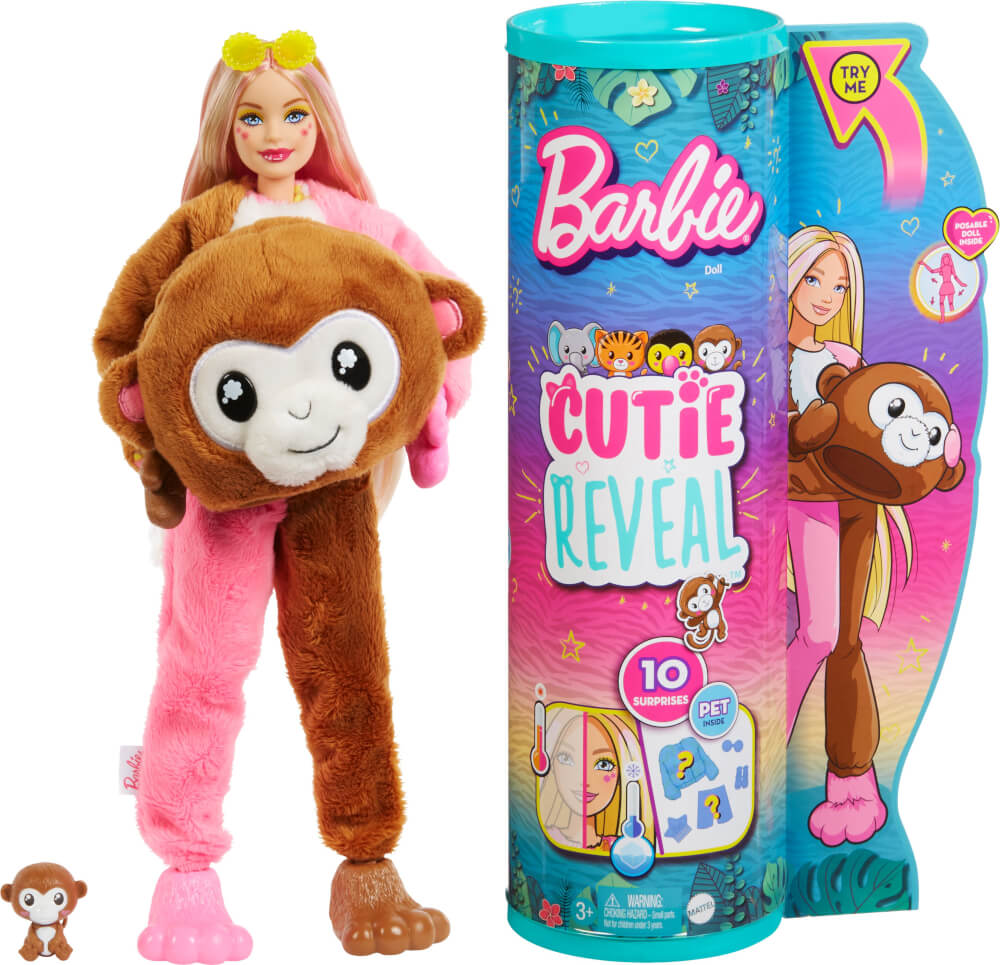 Mattel HKR01 Cutie Reveal Barbie Jungle Series - Monkey