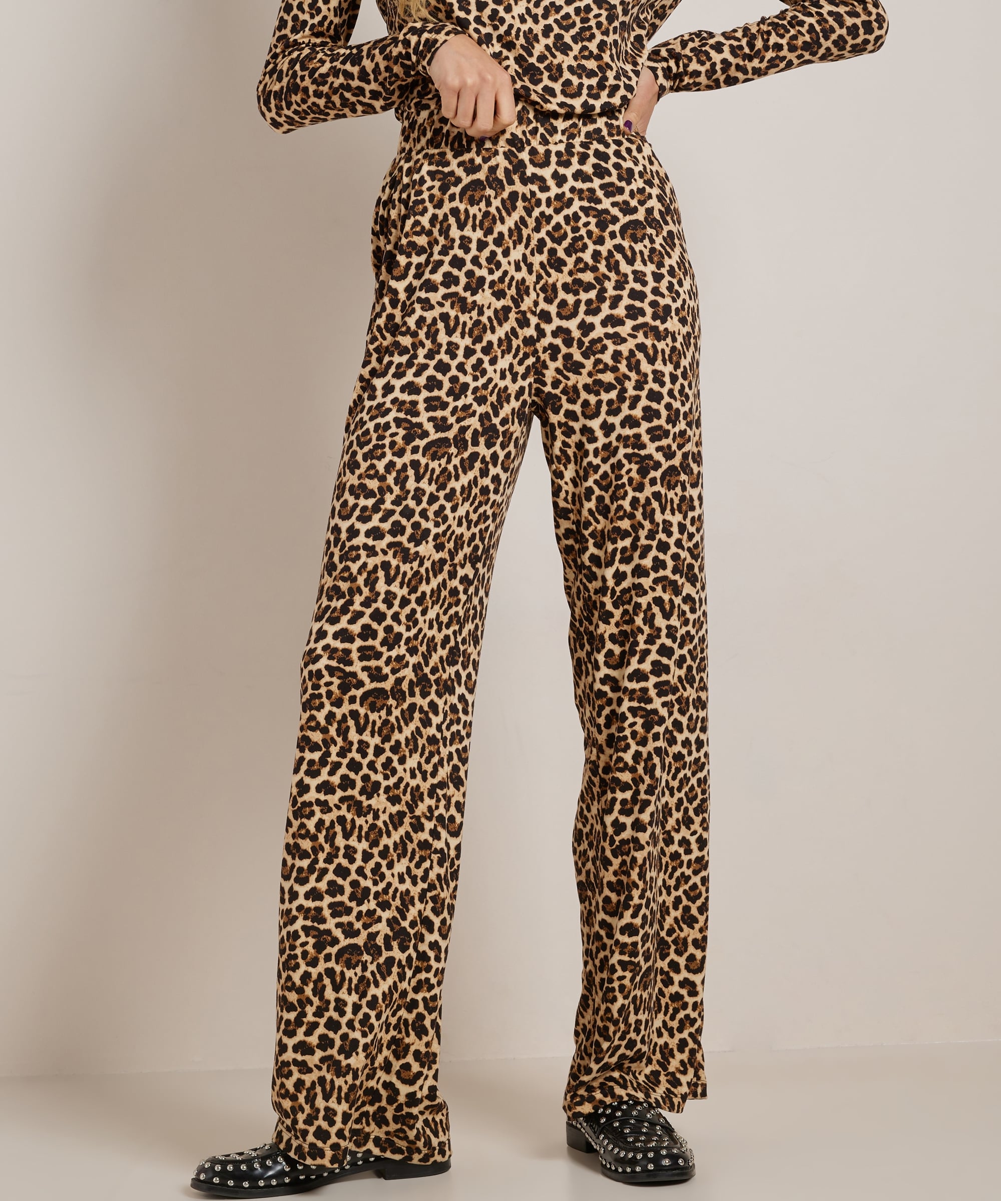 wide fit broek met all-over print