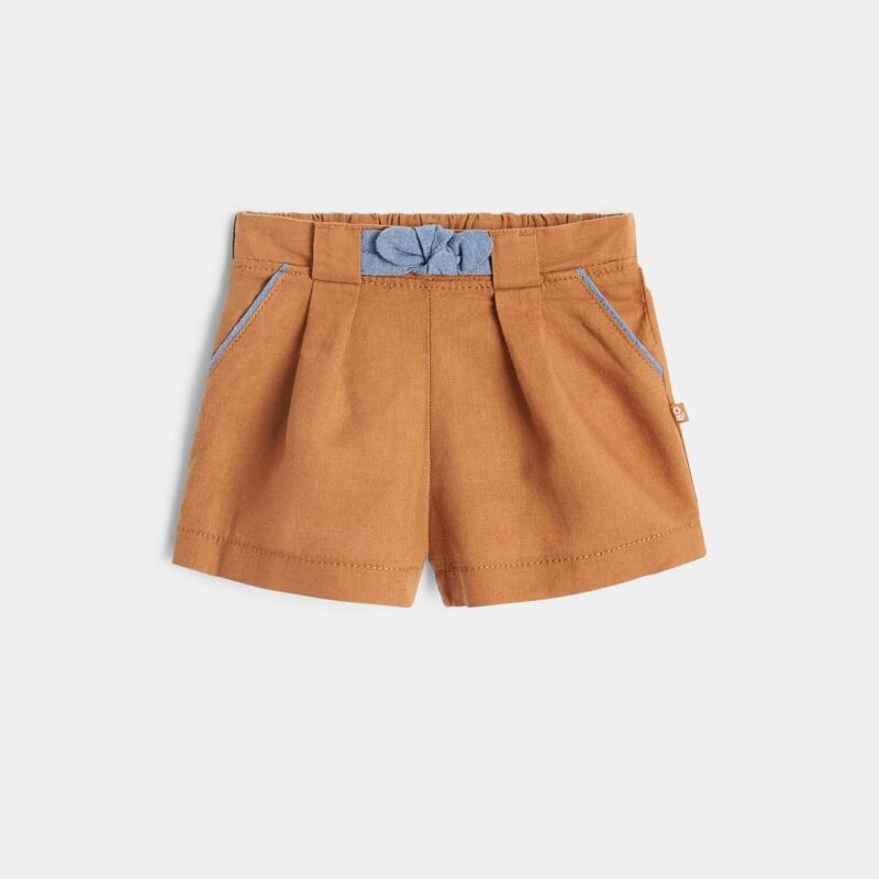 Short en lin à plis marron bébé fille Marron
