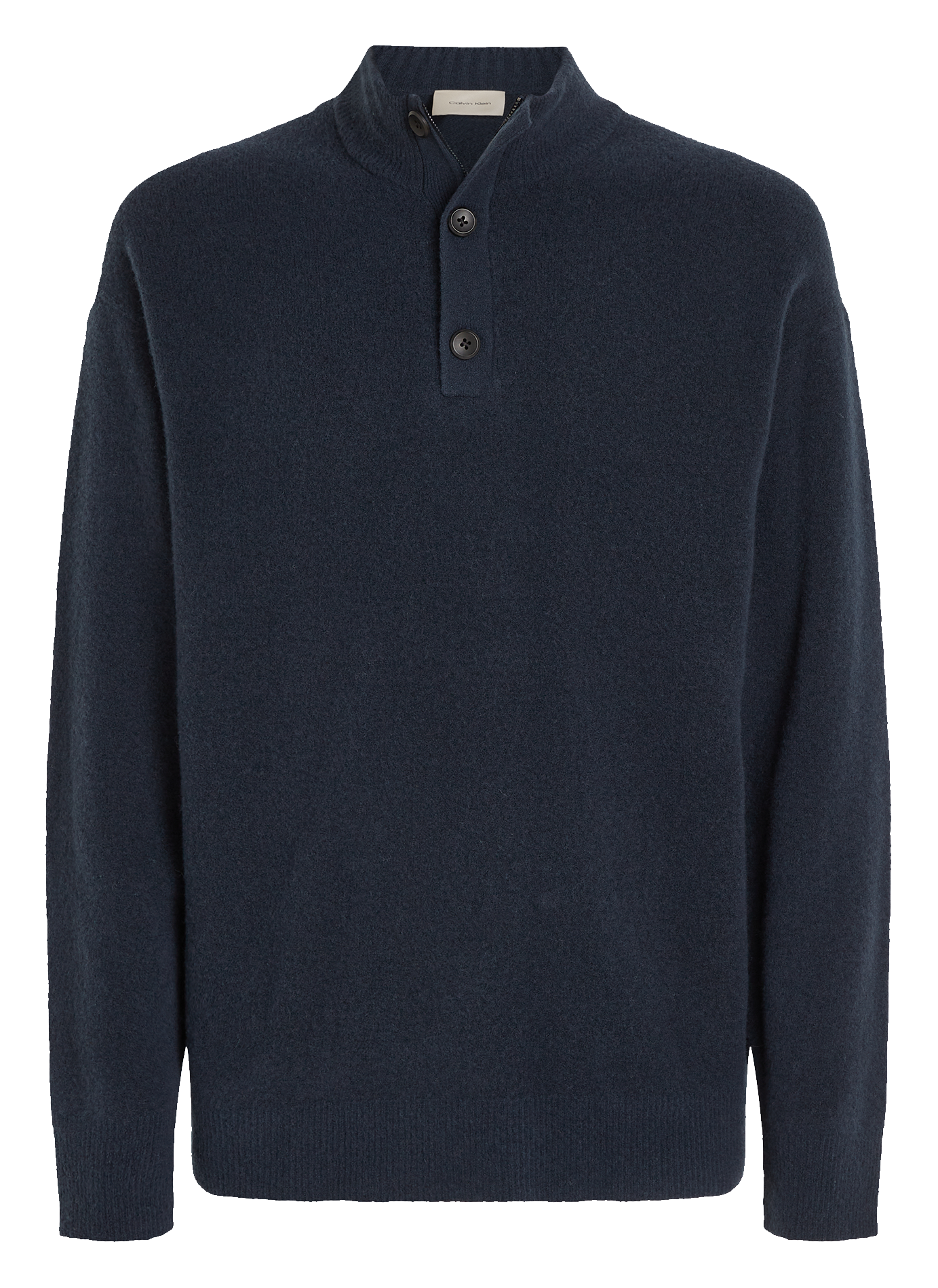 Pull col montant droit en laine mélangée | Bleu