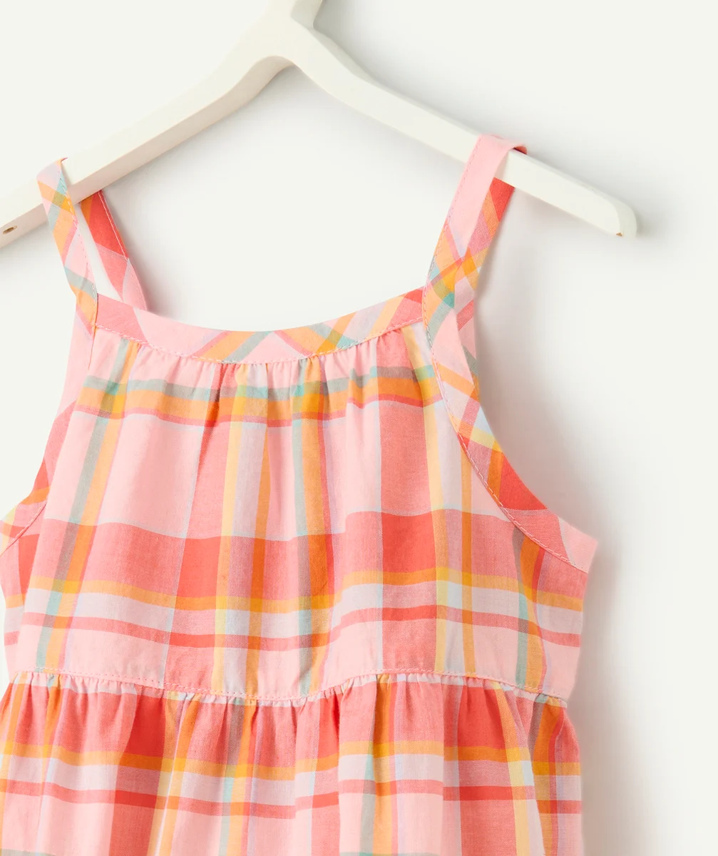 robe à bretelles bébé fille en coton bio imprimé à carreaux