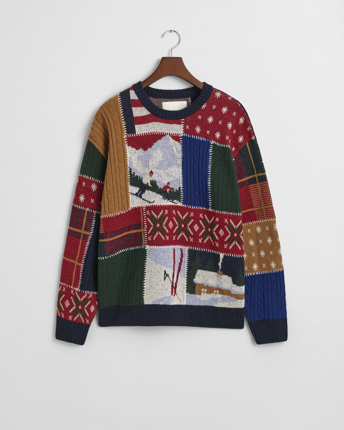 Gant PATCHWORKED C-NECK Dark navy melange
