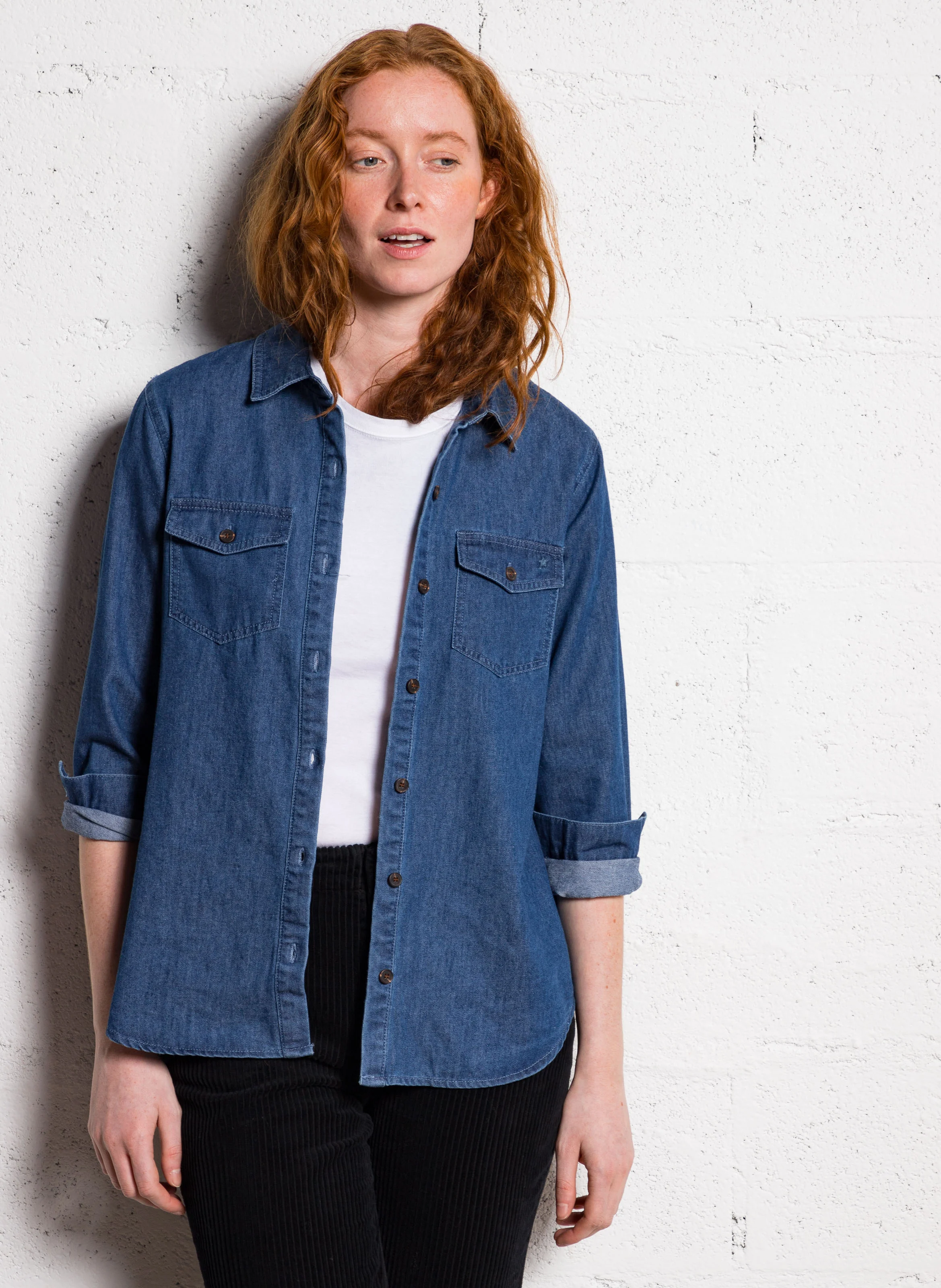 CECILIA - Chemise col classique en denim | Jean brut