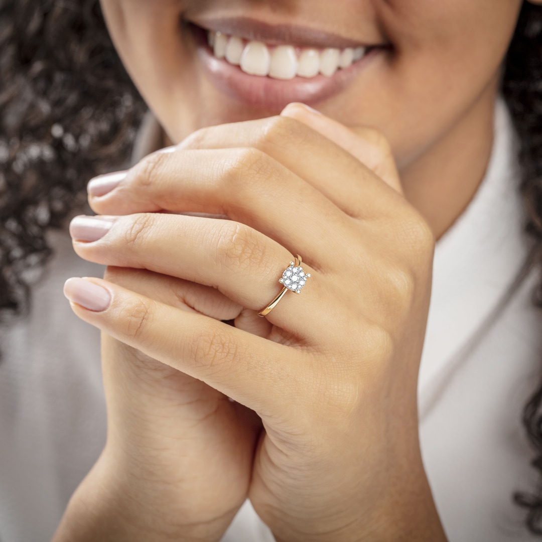 Verlobungsring 750/18 K Gelbgold mit Diamanten 0.33 ct H/si