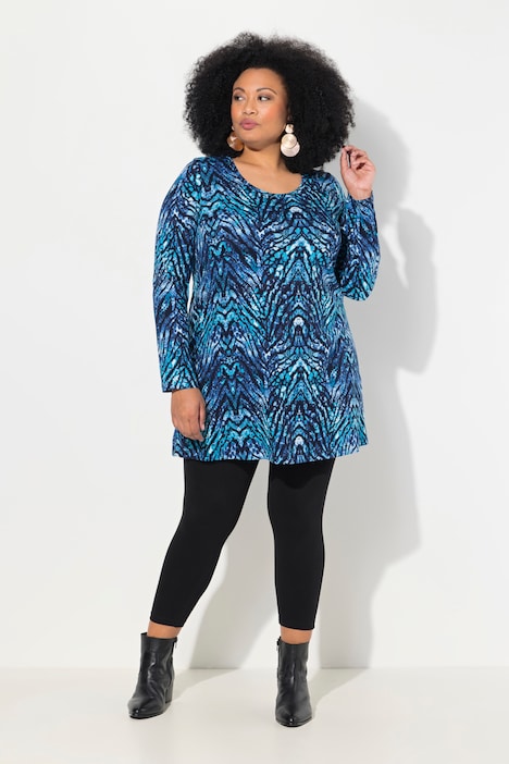 Longshirt, Schlangen, A-Linie, Rundhals, Langarm