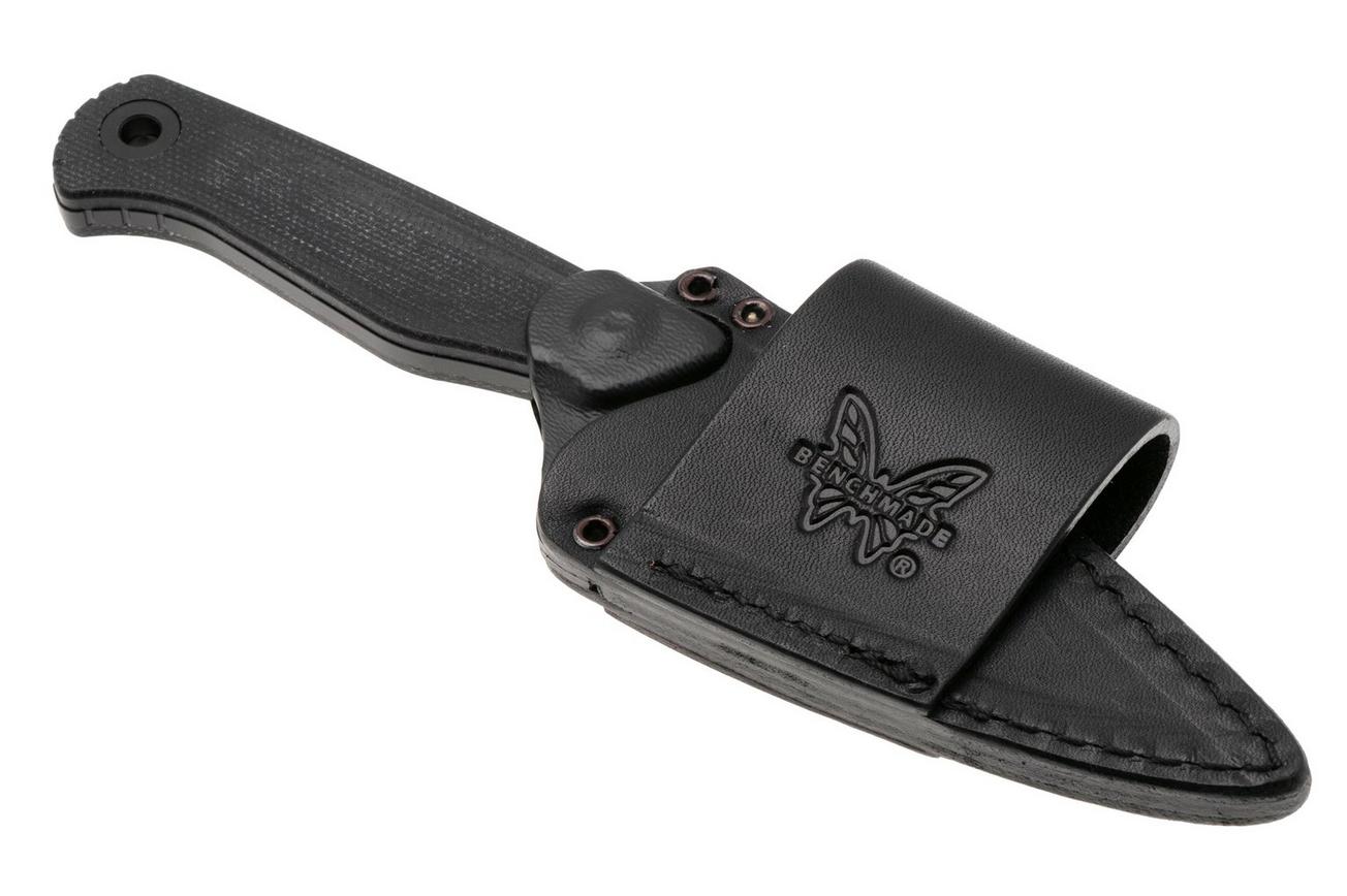 Benchmade Dacian 203BK-02 Black Cerakote CPM MagnaCut, Black Canvas Micarta vaststaand mes, lederen en kydex schede