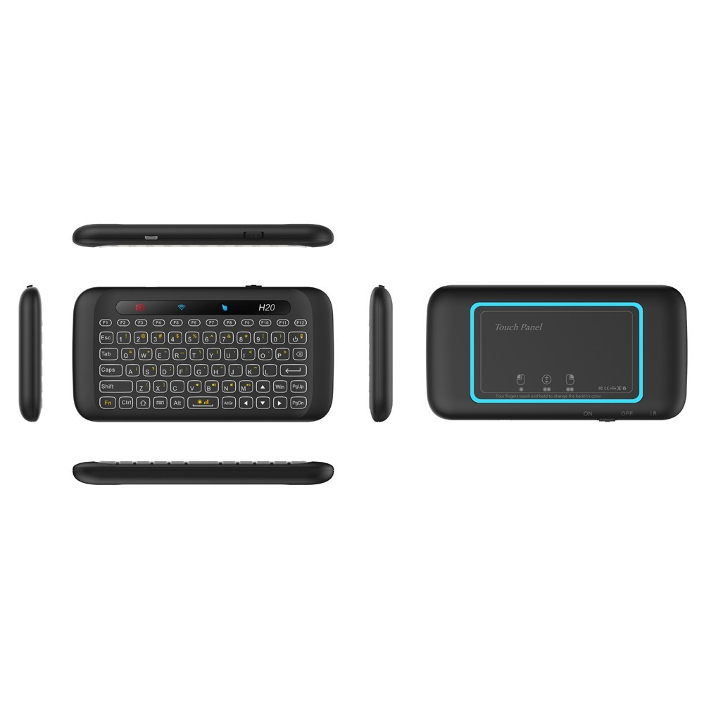 (145x129mm) Beleuchtete 2.4 GHz Universal Wireless Funk Mini Tastatur mit Touchpad für Smart TV Box / PC / Laptop - Schwarz