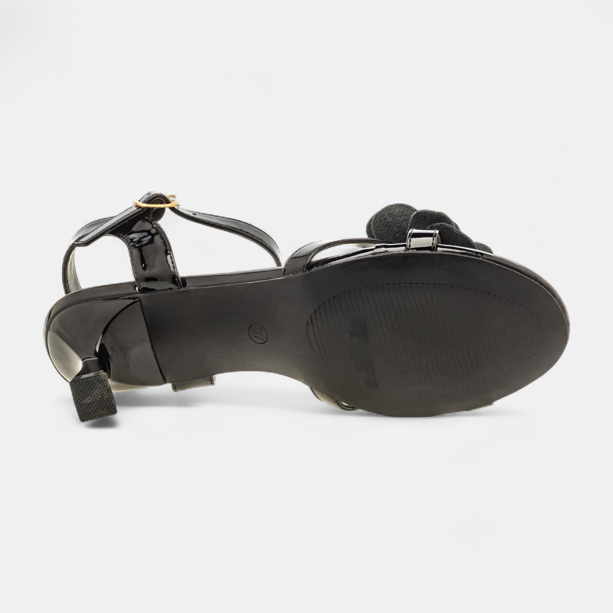 Nu-pieds à talon Femme noir vernis