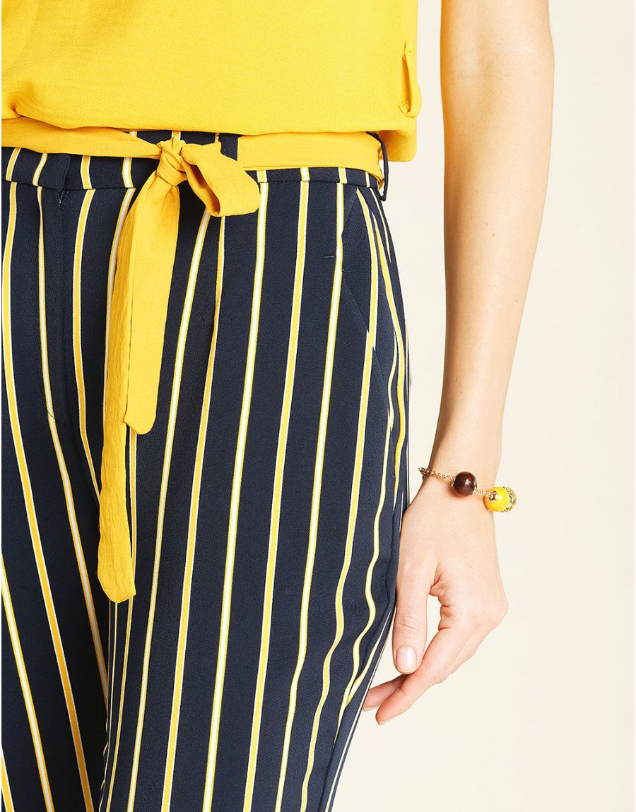 Pantalon fluide rayé bleu