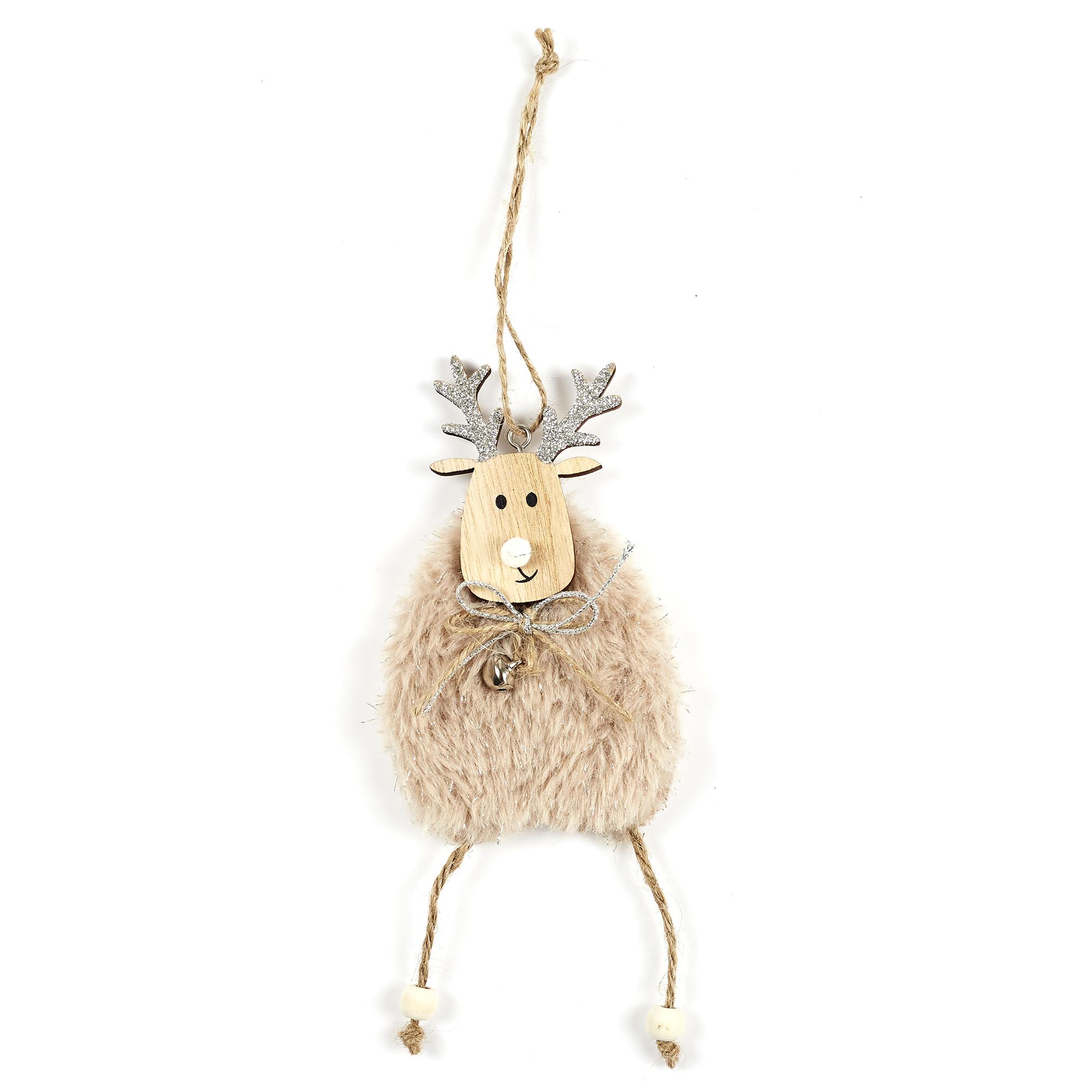 SUSPENSION RENNE EFFET FOURRURE MARRON CLAIR