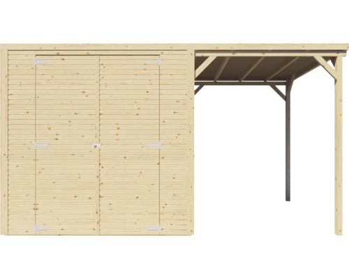 Bertilo Cubico 3 Plus Fineline Rhombus profiel tuinhuis, 373 x 211 cm, naturel