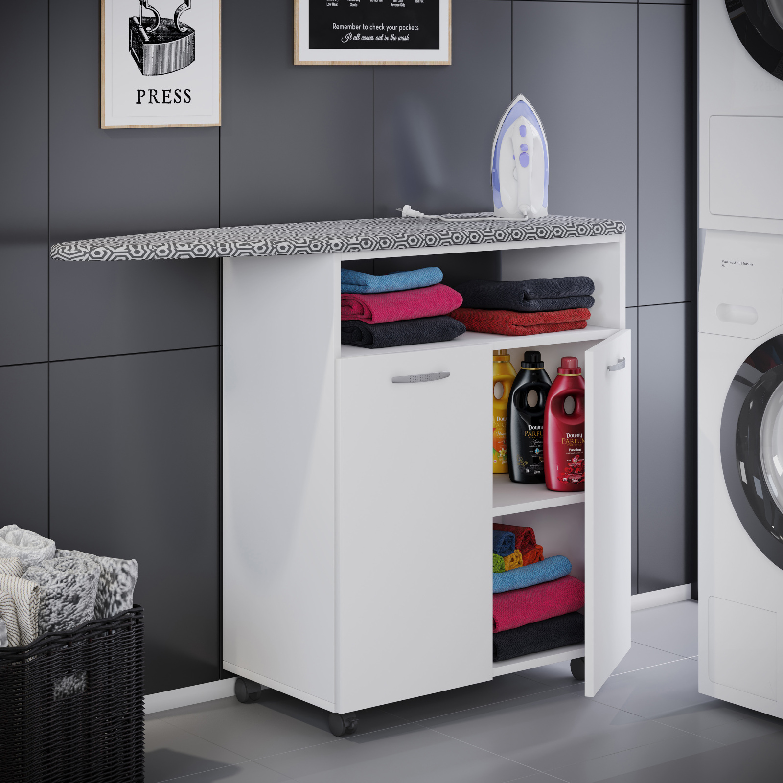 Bügelschrank BIGILO - weiß - 2 Drehtüren