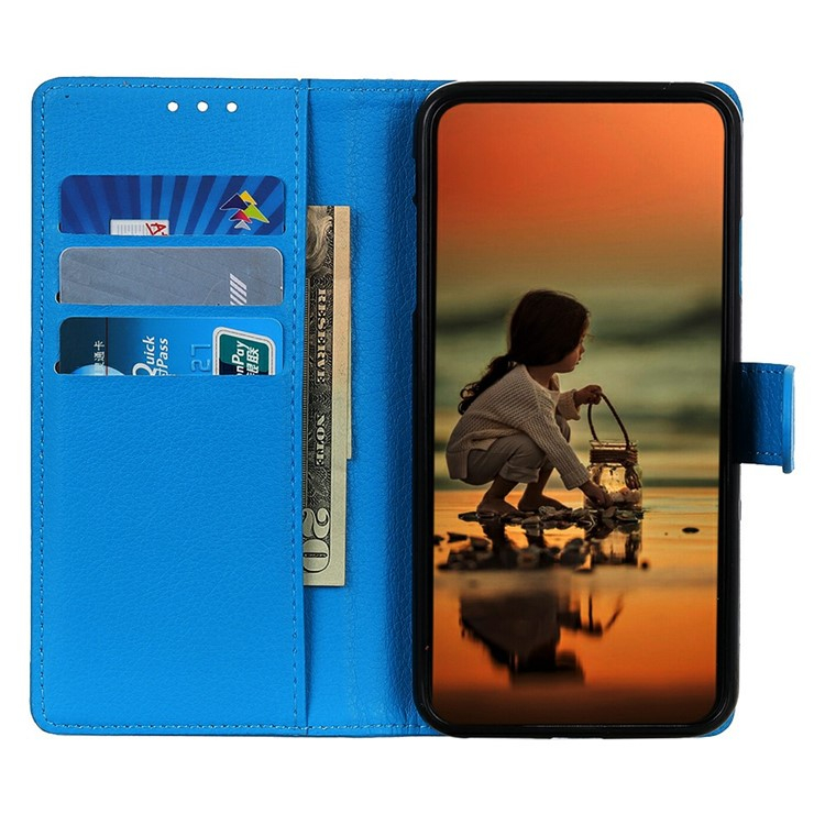 Samsung Galaxy A56 Leder Tasche Flip Cover Litchi Look - Blau