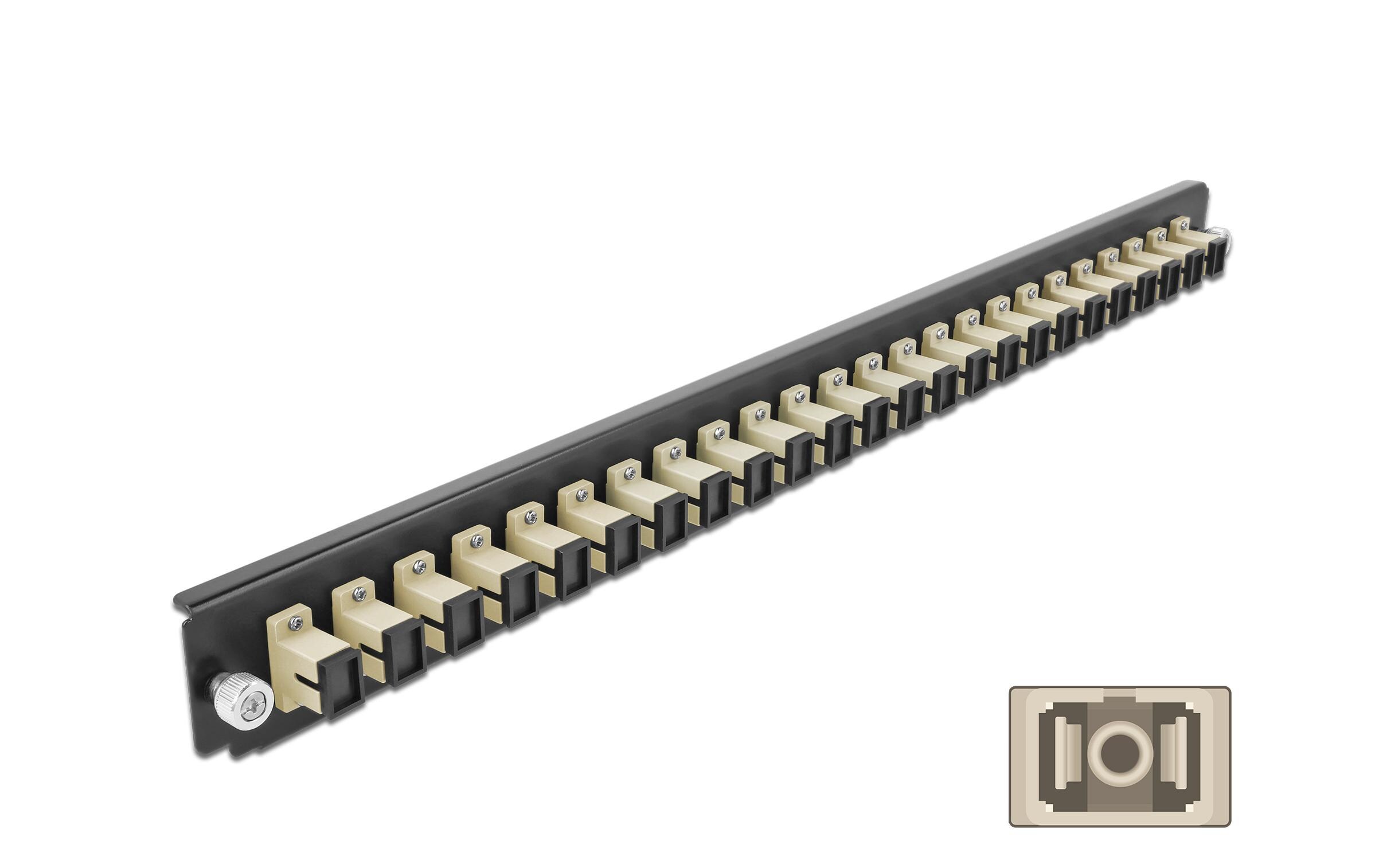 Verteilerplatte Frontblende 24 Port SC Simplex beigeDelock 19″ Spleissbox Frontblende 24 Port SC Simplex beige