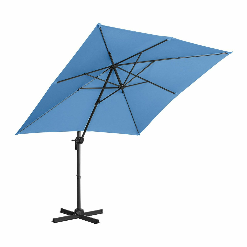 Parasol de jardin meuble abri terrasse carré 250 x 250 cm pivotant bleu