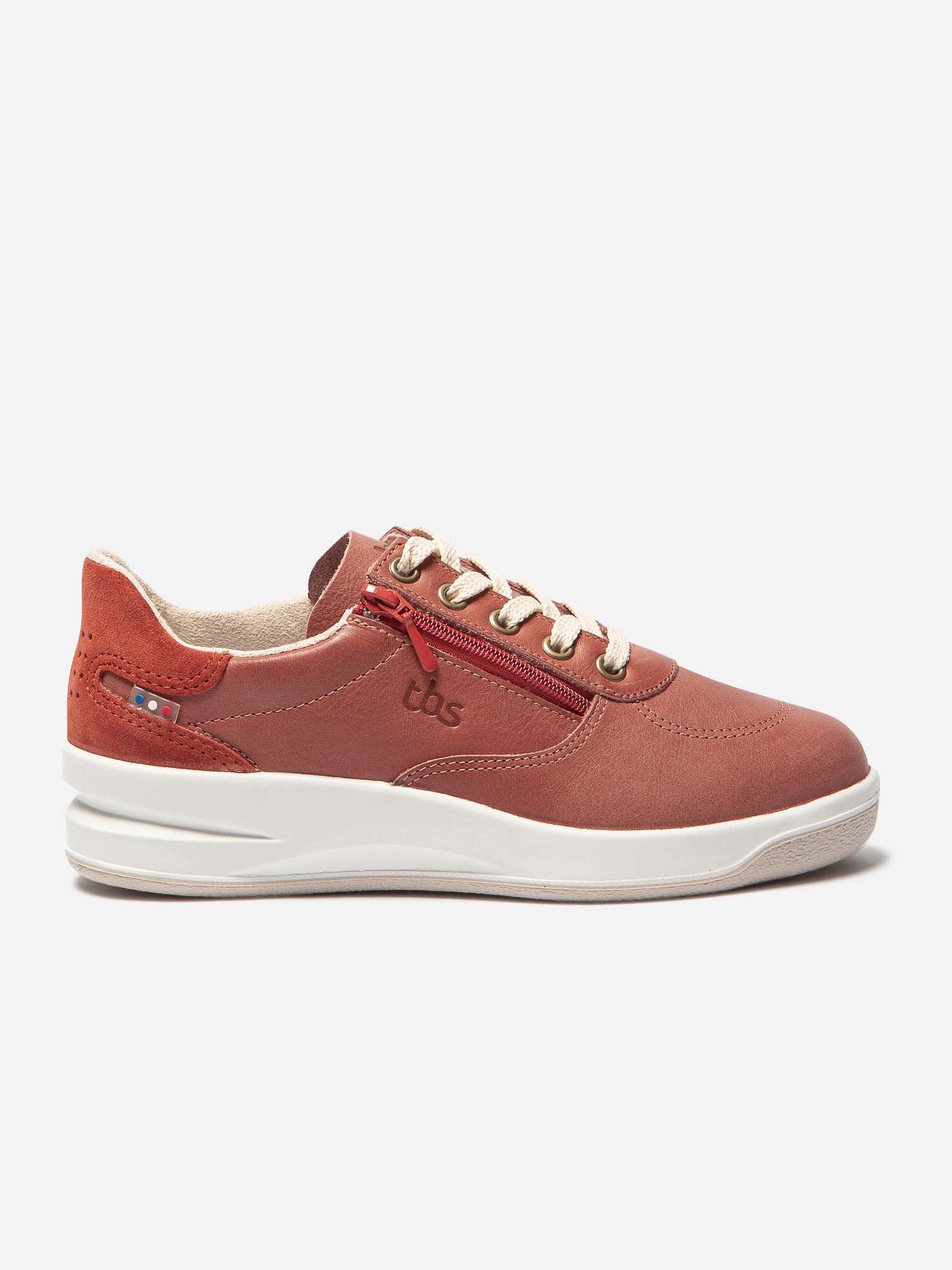 Baskets Zippées Femme Fabriquées en France Cuir Rouge