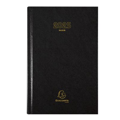Agenda Raisin - 1 jour par page - 16,5 x 24,5 cm - noir - Exacompta