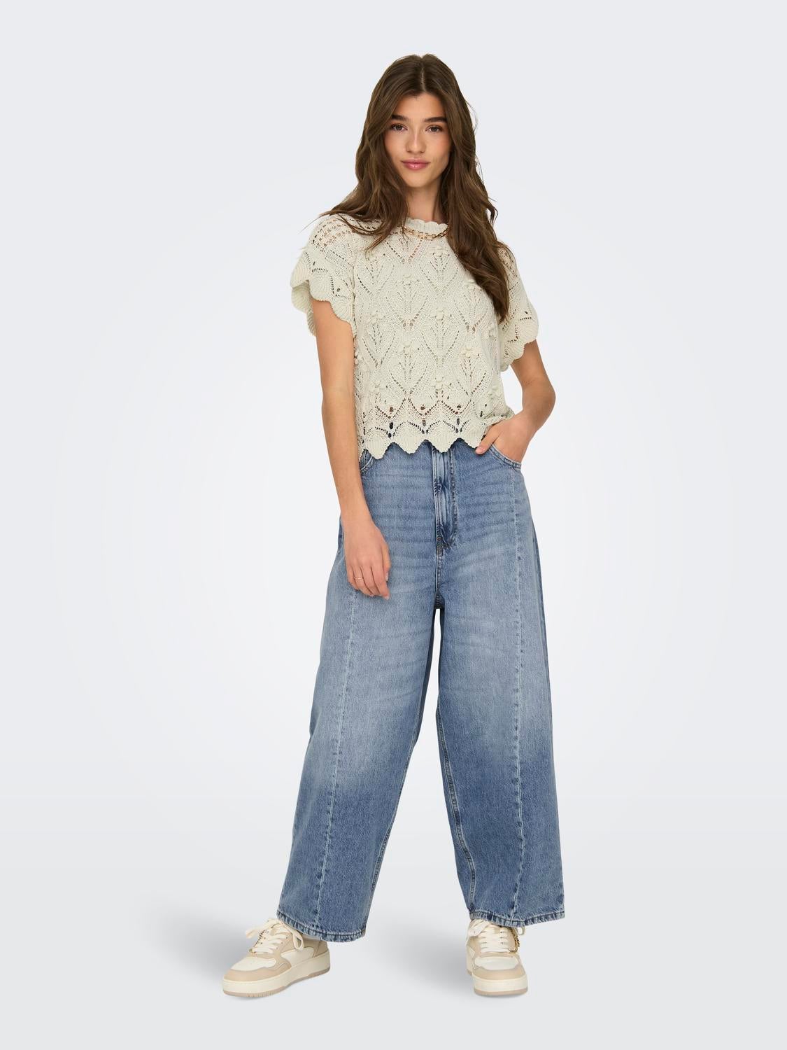 ONLZANE Hohe Taille Lockerer Sitz, verkürzt Jeans Light Blue Denim