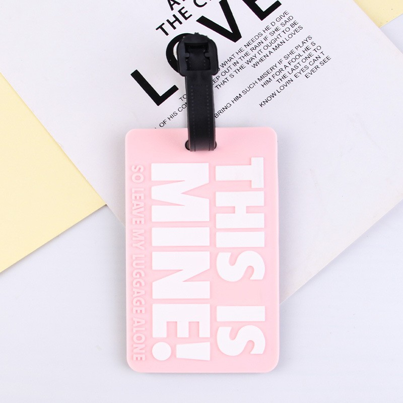 Silikon Kofferanhänger Gepäck Etikette Luggage Tag mit Adressschild This Is Mine - Rosa
