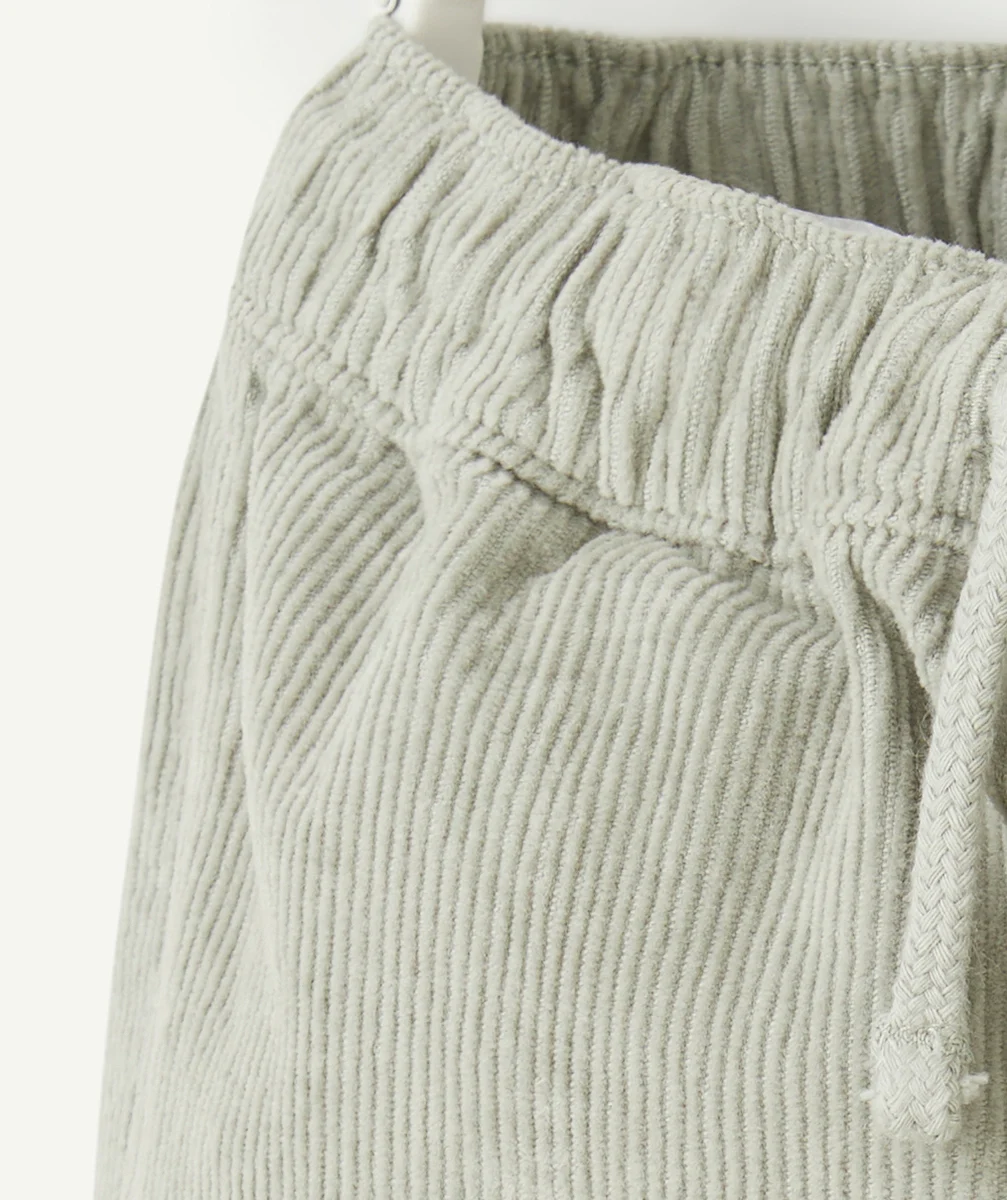 PANTALON DROIT BÉBÉ GARÇON EN VELOURS CÔTELÉ SAUGE