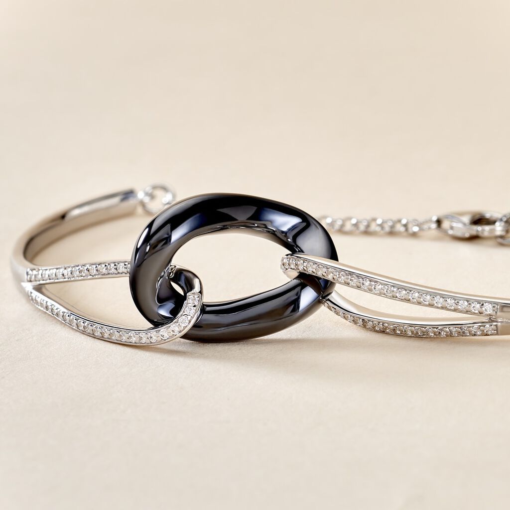 Bracelet Jonc Ceramik Design Argent  Céramique Et Oxyde De Zirconium