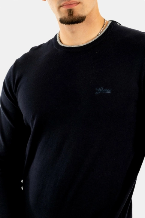 pull léger guess jeans kevin ls cn slim fit swtr g7v2 smart blue