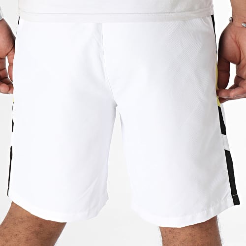 Short Jogging A Bandes Magnum Blanc Jaune Noir
