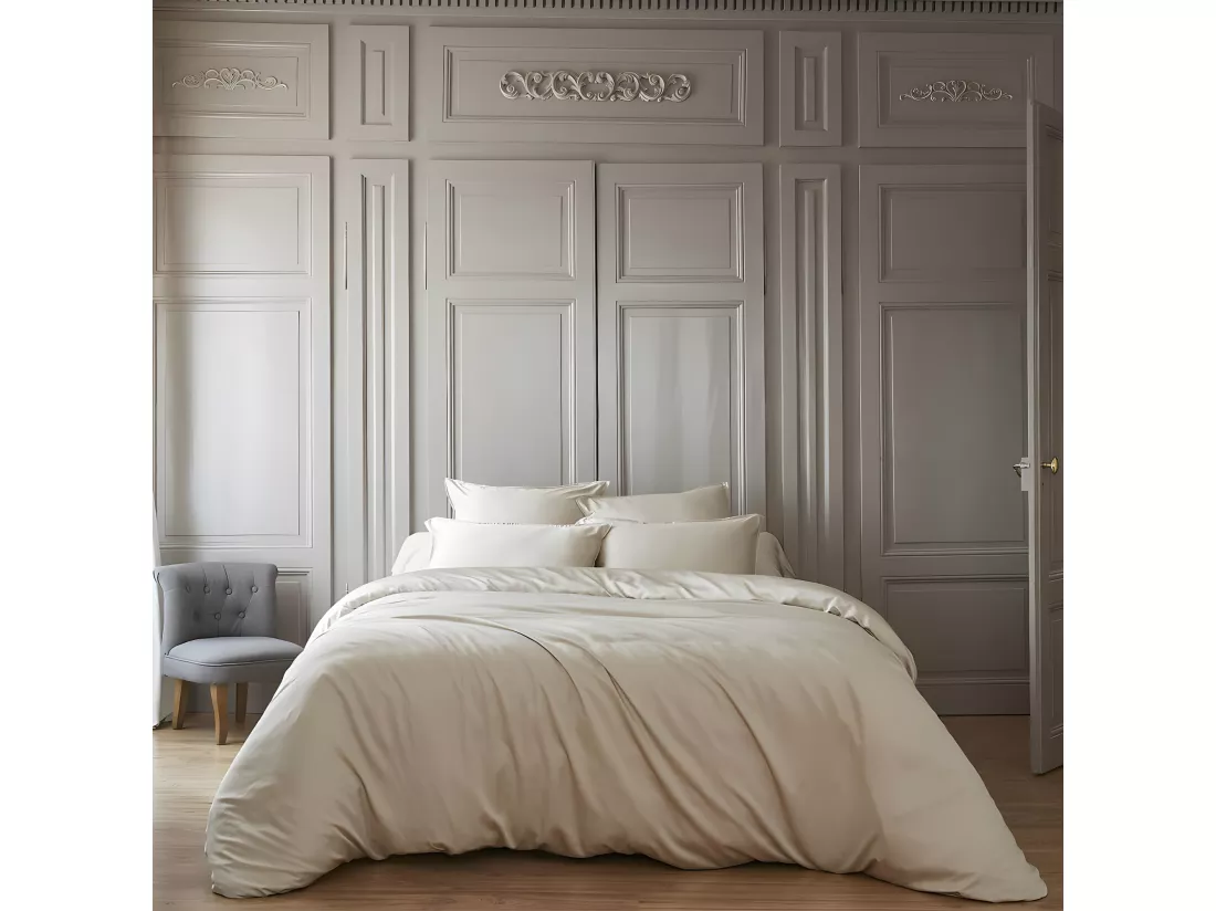 DALIA - Taie de Traversin 185x85cm 100 % Viscose de Bambou Pampa