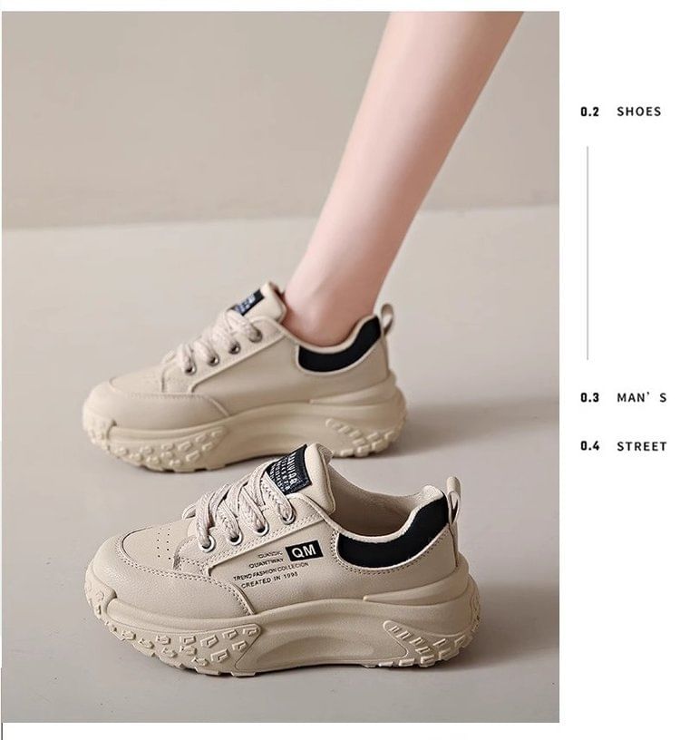 Asterisk - Veterschoenen met letters en platform
