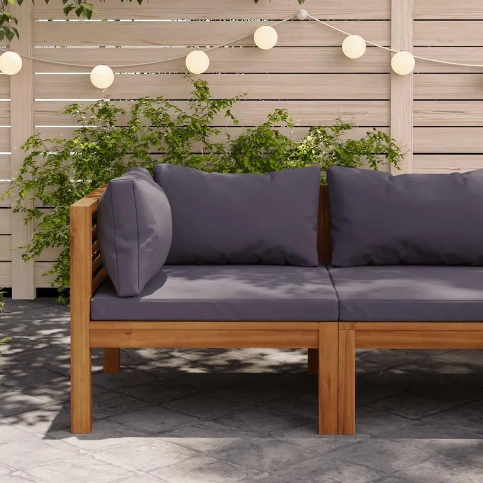 vidaXL - Hoekbank sectioneel - Grijs - Hout - Met kussens