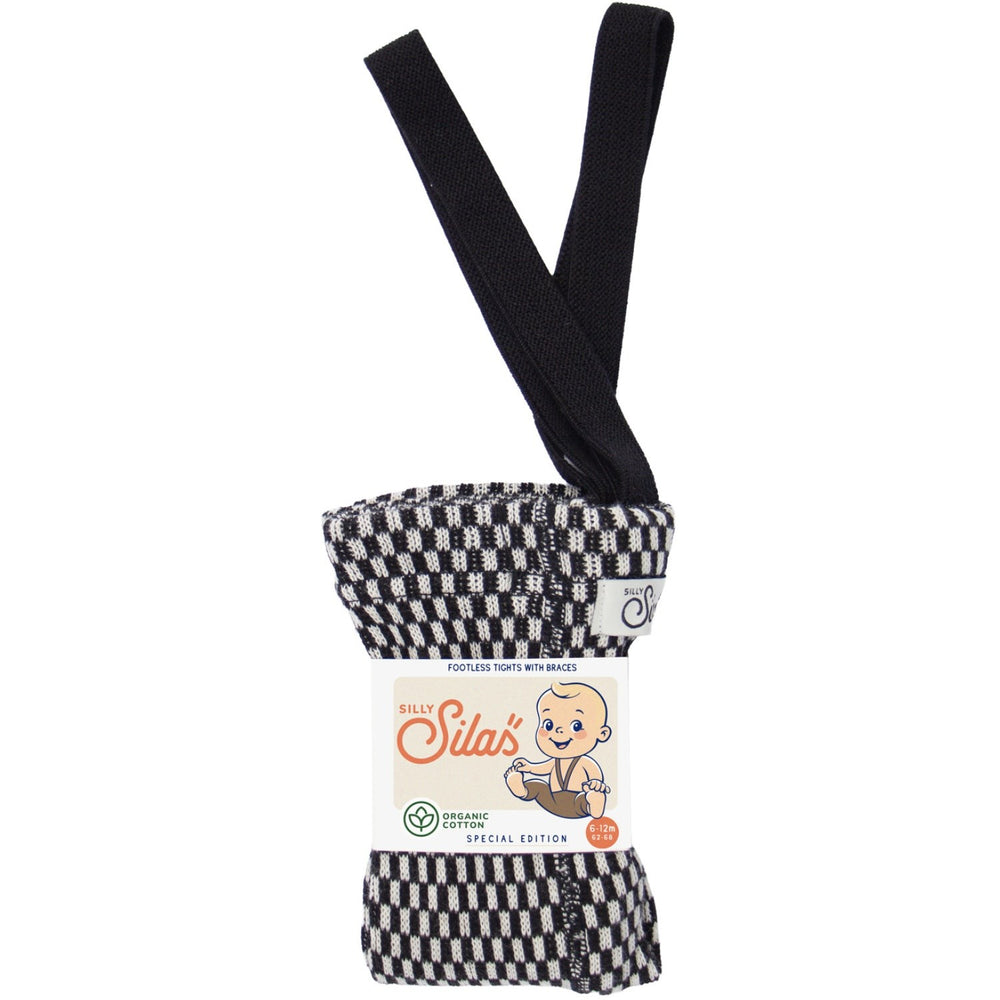 Køb Silly Silas Black X White Checked Special Footless Strømpebukser